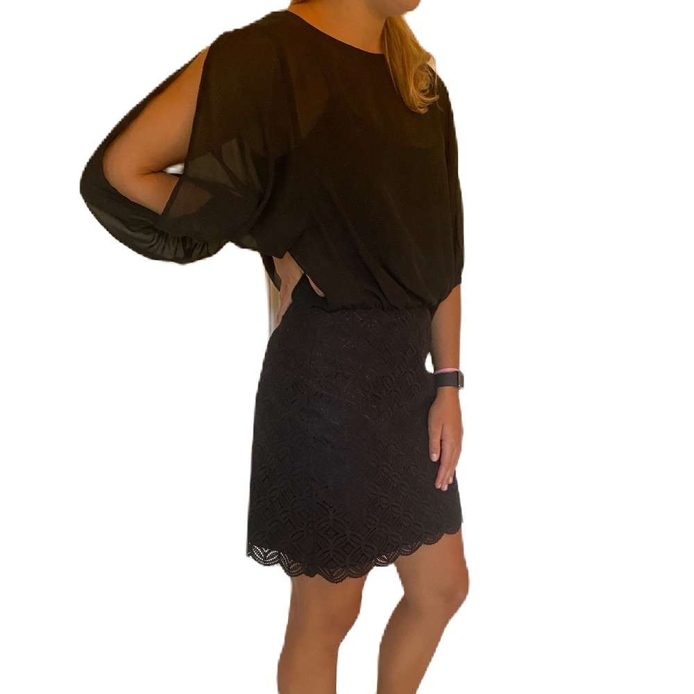 laundry by Shelli Segal dress sheer sleeve 4 Black